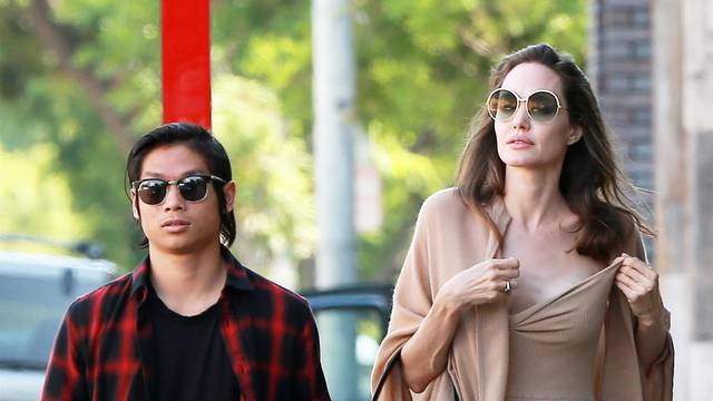 *EXCLUSIVE* Angelina Jolie and her son Pax grab lunch at Perch restaurant in Los Angeles