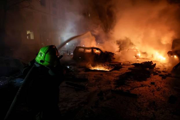 Aftermath of a Russian drone attack in Kharkiv