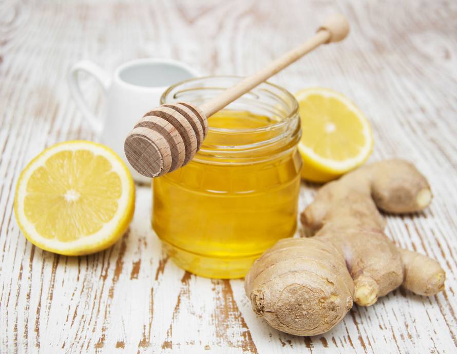 honey,  lemon and ginger