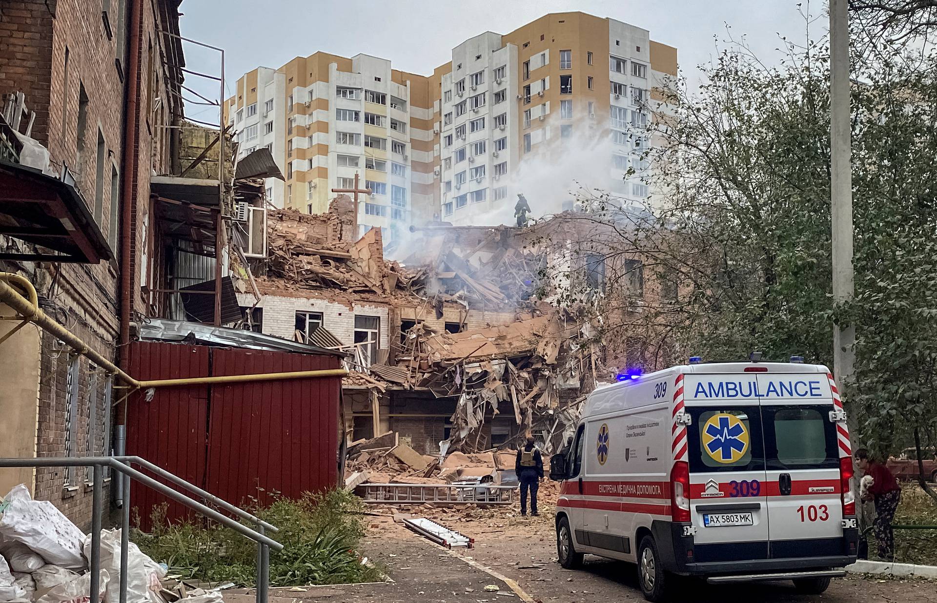 Aftermath of a Russian missile strike in Kharkiv