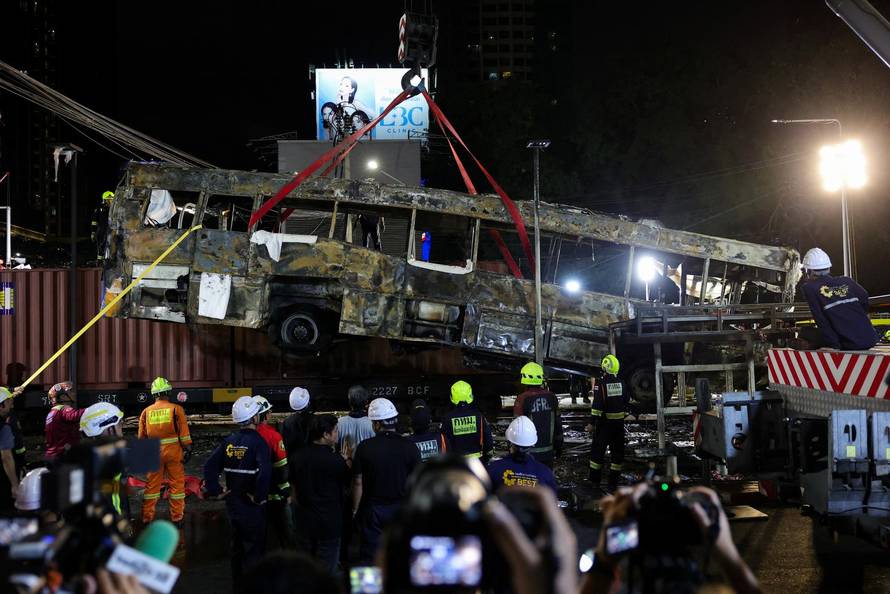 The scene of a multi-vehicle collision, in Bangkok