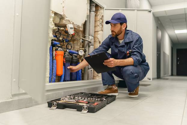 Male,Plumber,Diagnoses,Pipes,In,Water,Supply,System,Before,Repairing