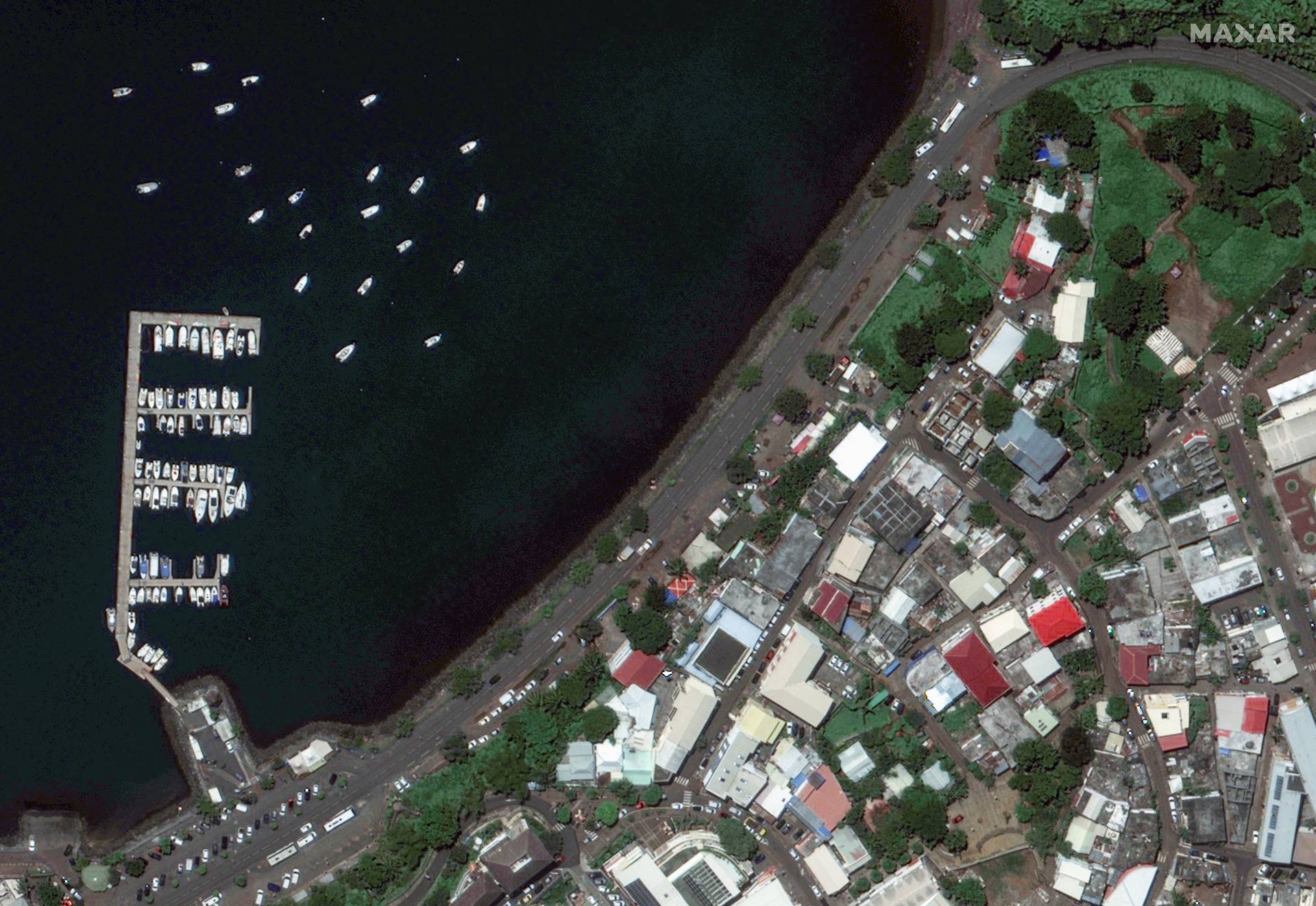 A satellite image shows the port of Mamoudzou before Cyclone Chido in Mamoudzou, Mayotte