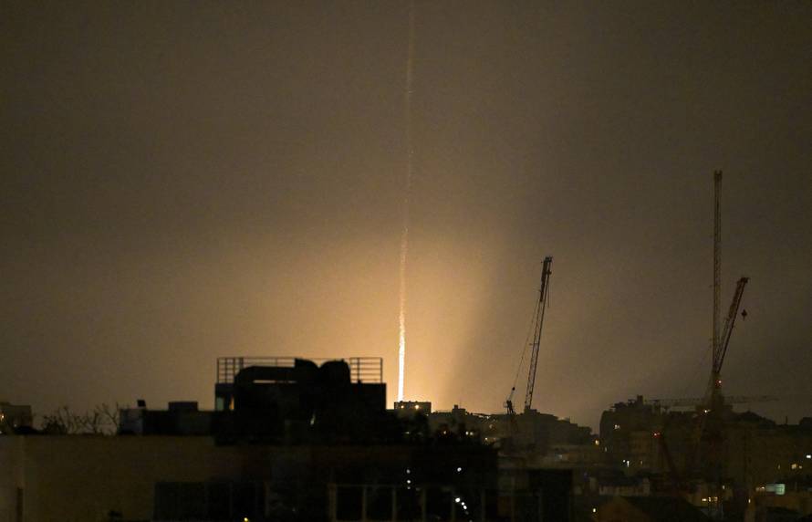 An Iranian missile strike on Israel, amid the U.S.-Israeli conflict with Iran, as seen from Tel Aviv