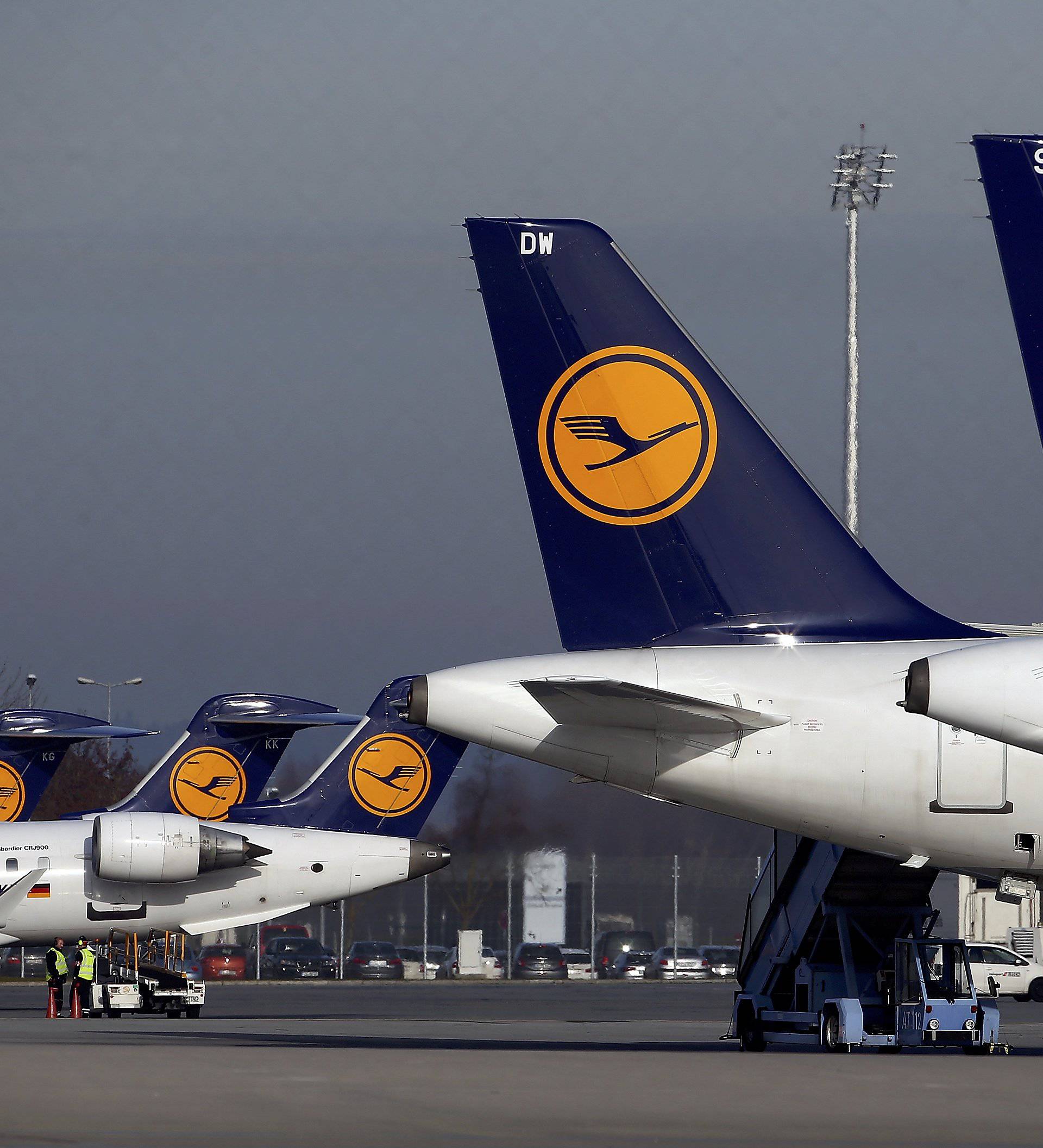 Planes stand on the tarmac during a pilots strike of German airline Lufthansa at  Munich airport