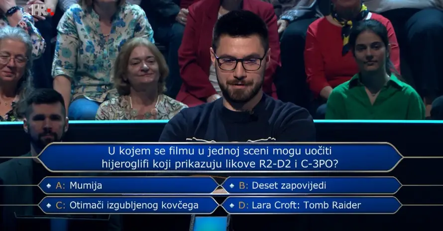 Luka u 'Milijunašu' odustao na filmskom pitanju i otišao s 2500 eura. Znate li vi točan odgovor?