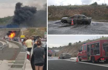 Izgorio auto na A1 kod Perušića: 'Svi su uspjeli izaći iz njega!'