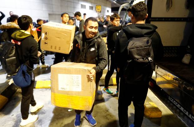 Members of Chinese soccer team Wuhan Zall arrive to Malaga-Costa del Sol airport from Istanbul, in Malaga