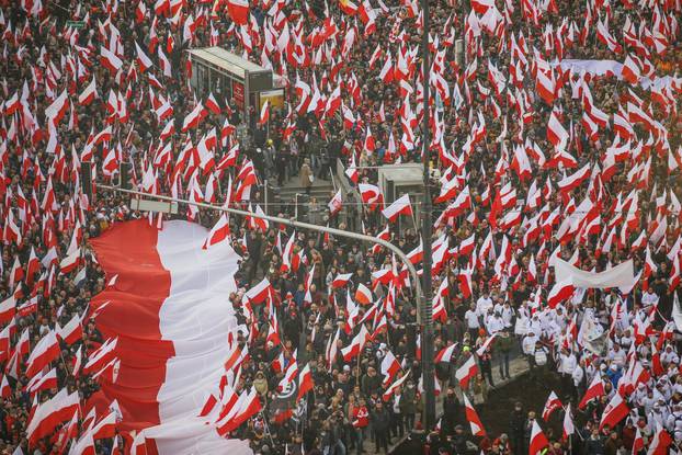 People mark the National Independence Day in Warsaw