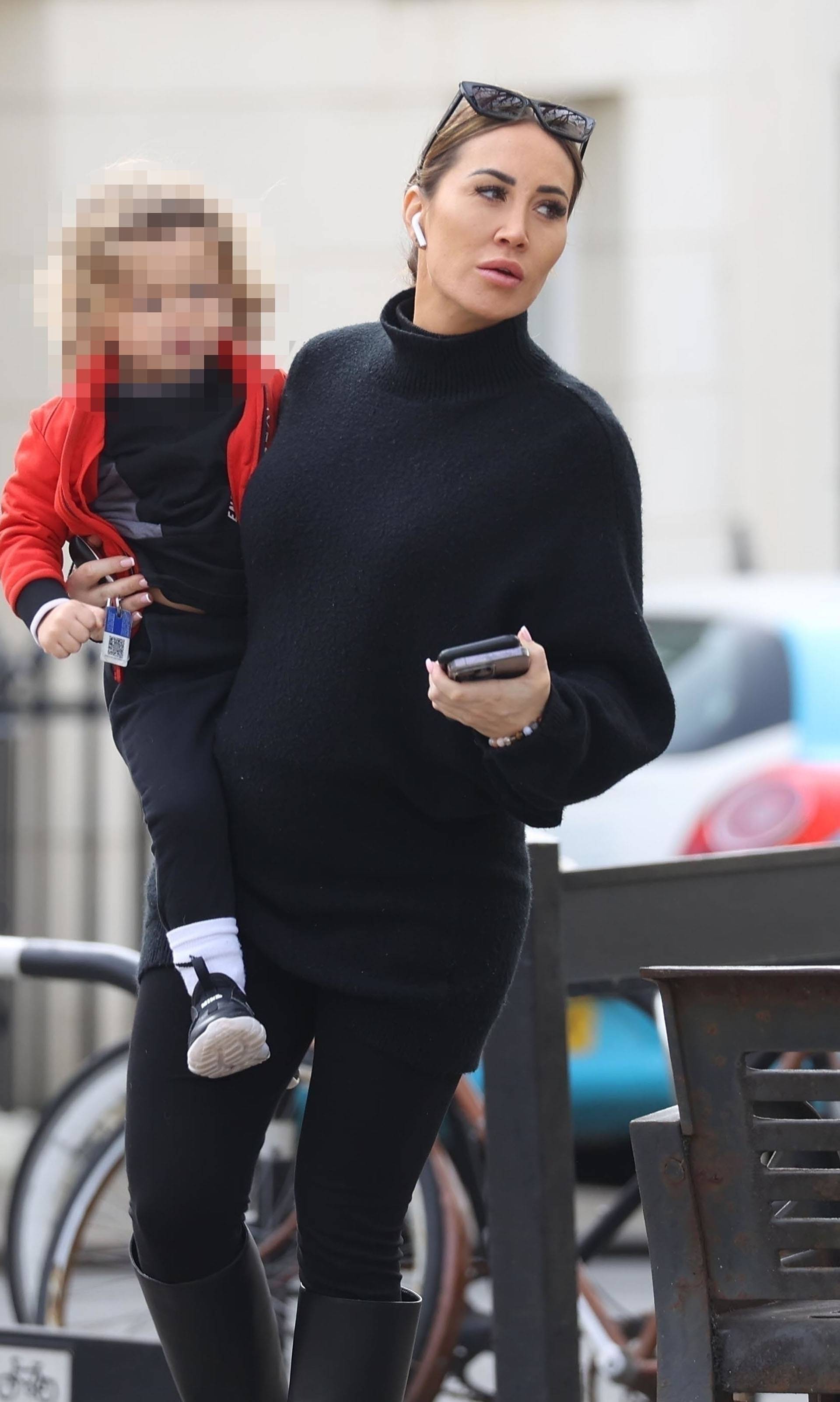 *EXCLUSIVE* Kyle Walker's pregnant ex Lauryn Goodman is seen out in Hove with her young son Kairo Walker, who she shares with Manchester City & England football star.