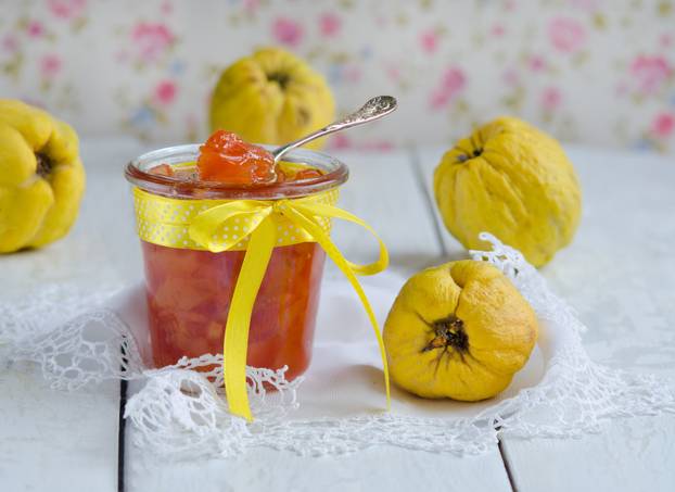 Homemade jam from a quince