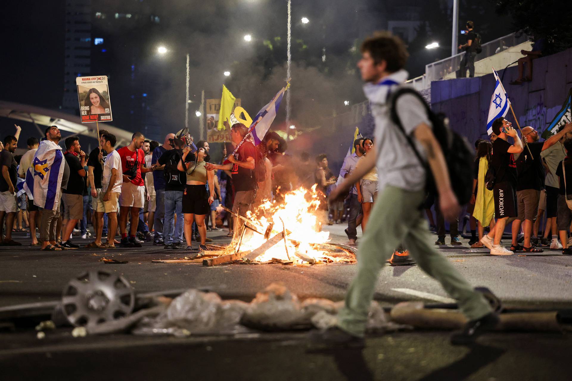 Protest against the government and in support for the hostages who were kidnapped during the deadly October 7 attack, in Tel Aviv