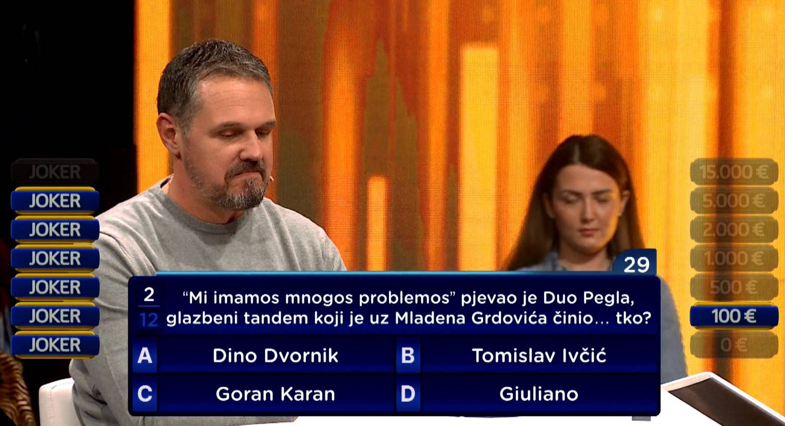 Branimir je točno odgovorio na prvih devet pitanja, a onda je za njega sve pošlo nizbrdo...