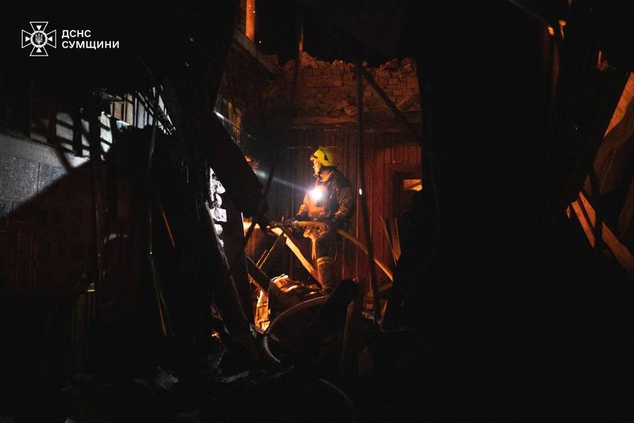 Aftermath of a Russian drone attack in Sumy region