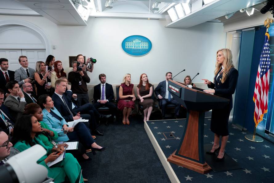 New White House Press Secretary Zacharia holds her first press briefing at the White House in Washington, DC