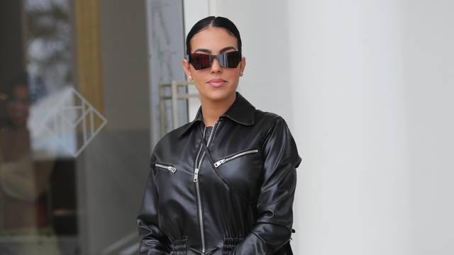 Cristiano Ronaldo's partner Georgina Rodriguez stuns in her black leather playsuit arriving at the Hotel Martinez during the 75th Annual Cannes Film Festival 2022