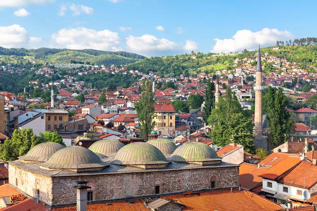 Skyline,Of,Sarajevo,With,The,Domes,Of,The,Old,Bazar