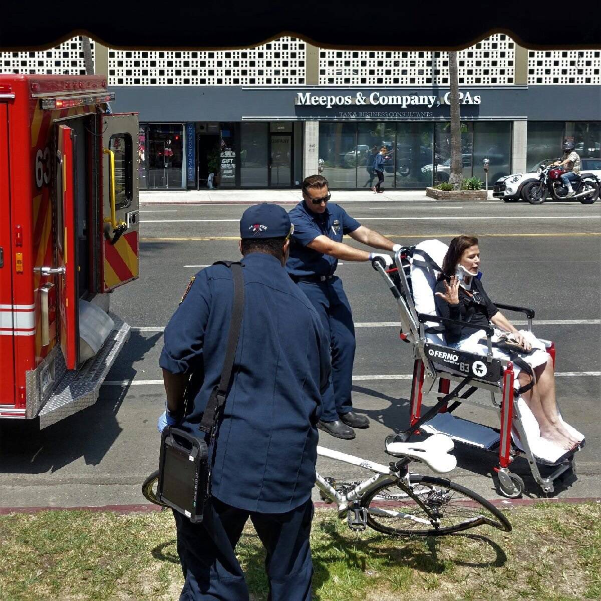 EXCLUSIVE: Actress Maura Tierney had a real-life ER experience Monday after being struck by a car as she rode her bike near the ocean.