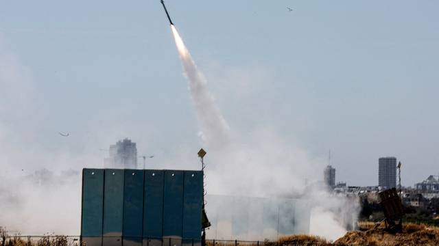 FILE PHOTO: An Israeli Iron Dome anti-missile system is activated as rockets launched from the Gaza Strip, near Ashdod
