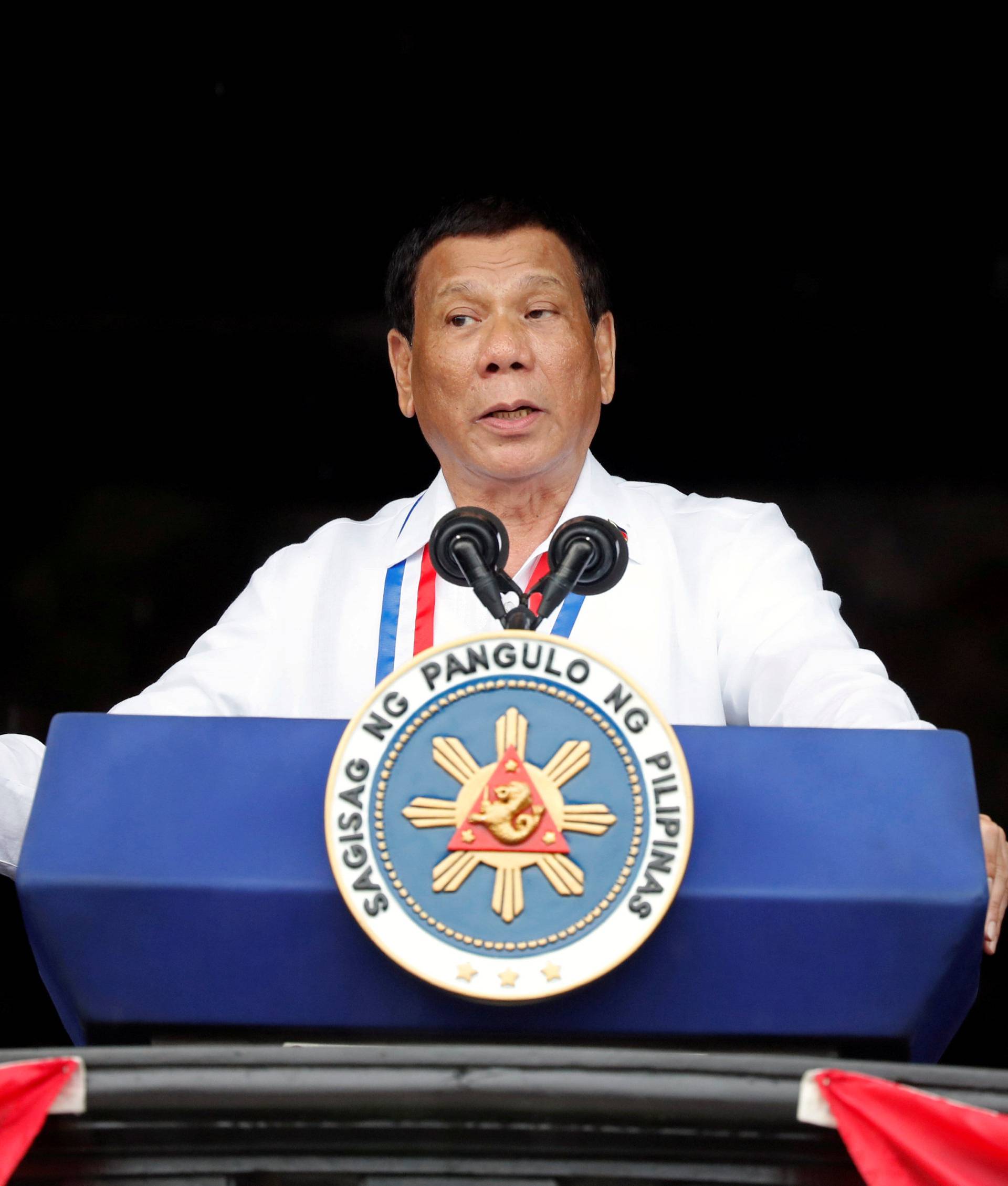 FILE PHOTO: Philippine's President Rodrigo Duterte speaks during the 120th Philippine Independence day celebration at the Emilio Aguinaldo shrine in Kawit, Cavite