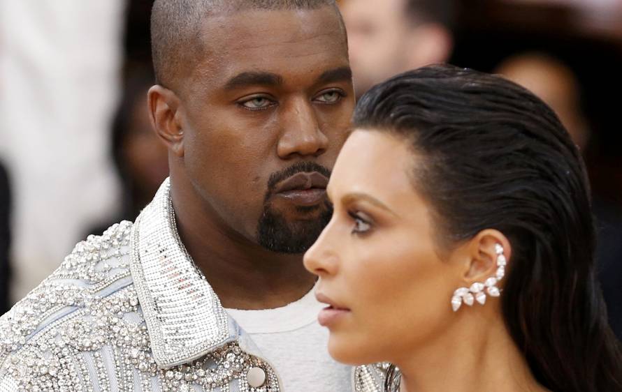 Musician Kanye West and wife Kim Kardashian arrive at the Met Gala in New York