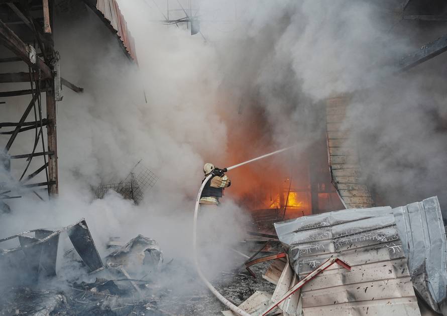 Aftermath of a Russian drone strike in Kharkiv
