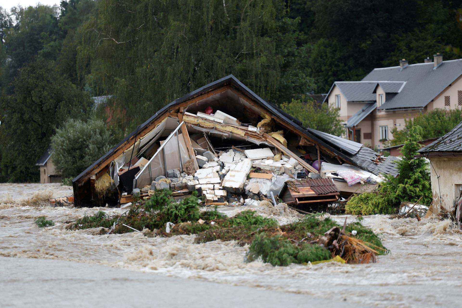 Aftermath of heavy rainfall in Jesenik