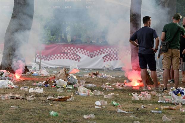 Zagreb: Smeće koje je ostalo u fan zoni na Bundeku