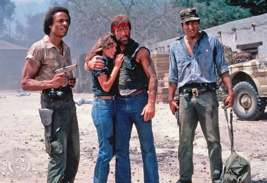 LONE WOLF McQUADE  1983 Orion Pictures film with Dana  Kimmell next  to Chuck Norris