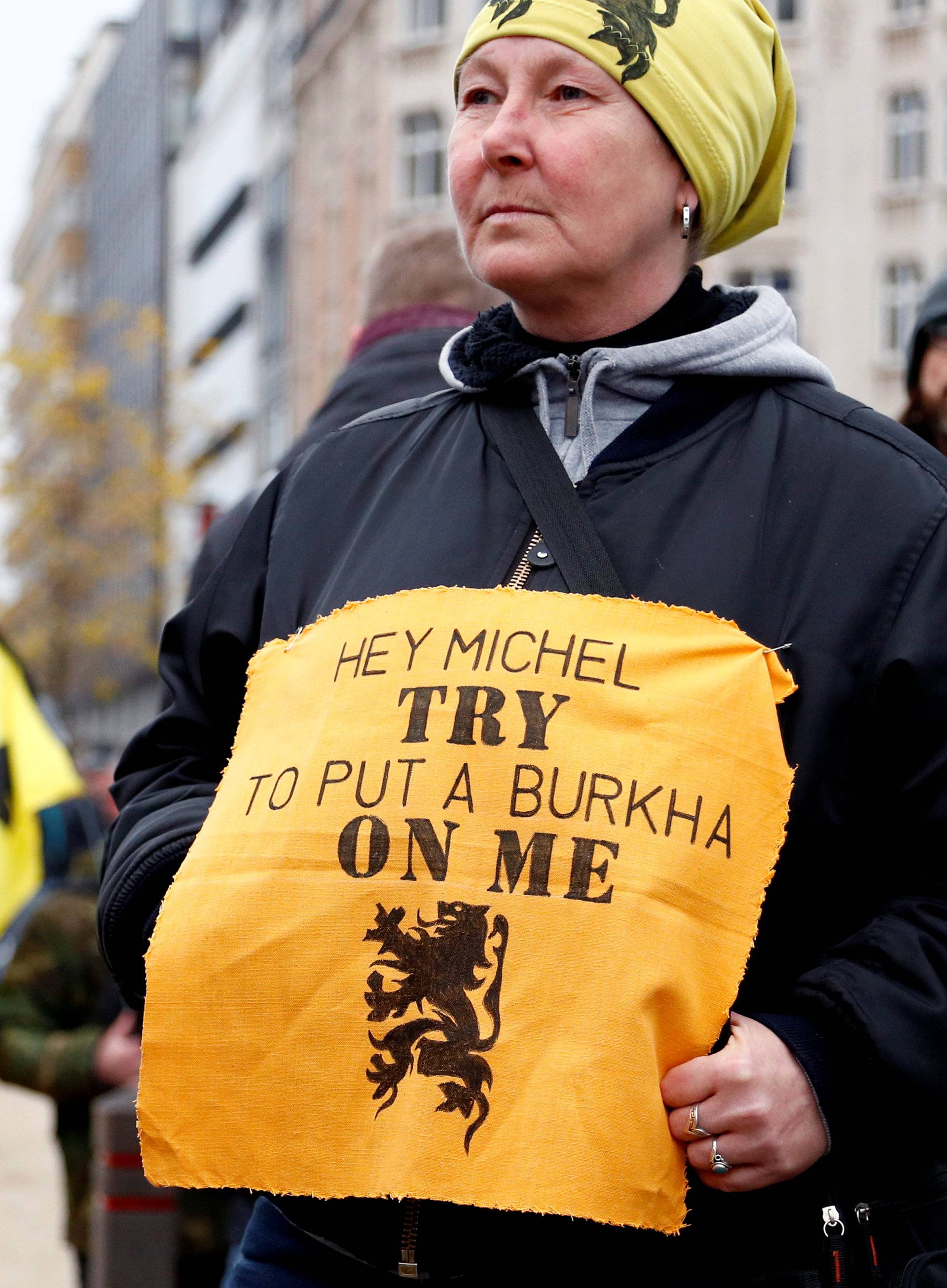 Flemish nationalist attends a protest against Marrakesh Migration Pact in Brussels