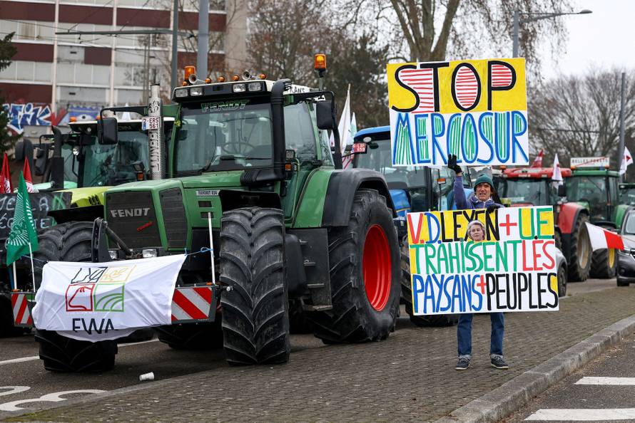 French farmers protest in Strasbourg against Mercosur trade deal