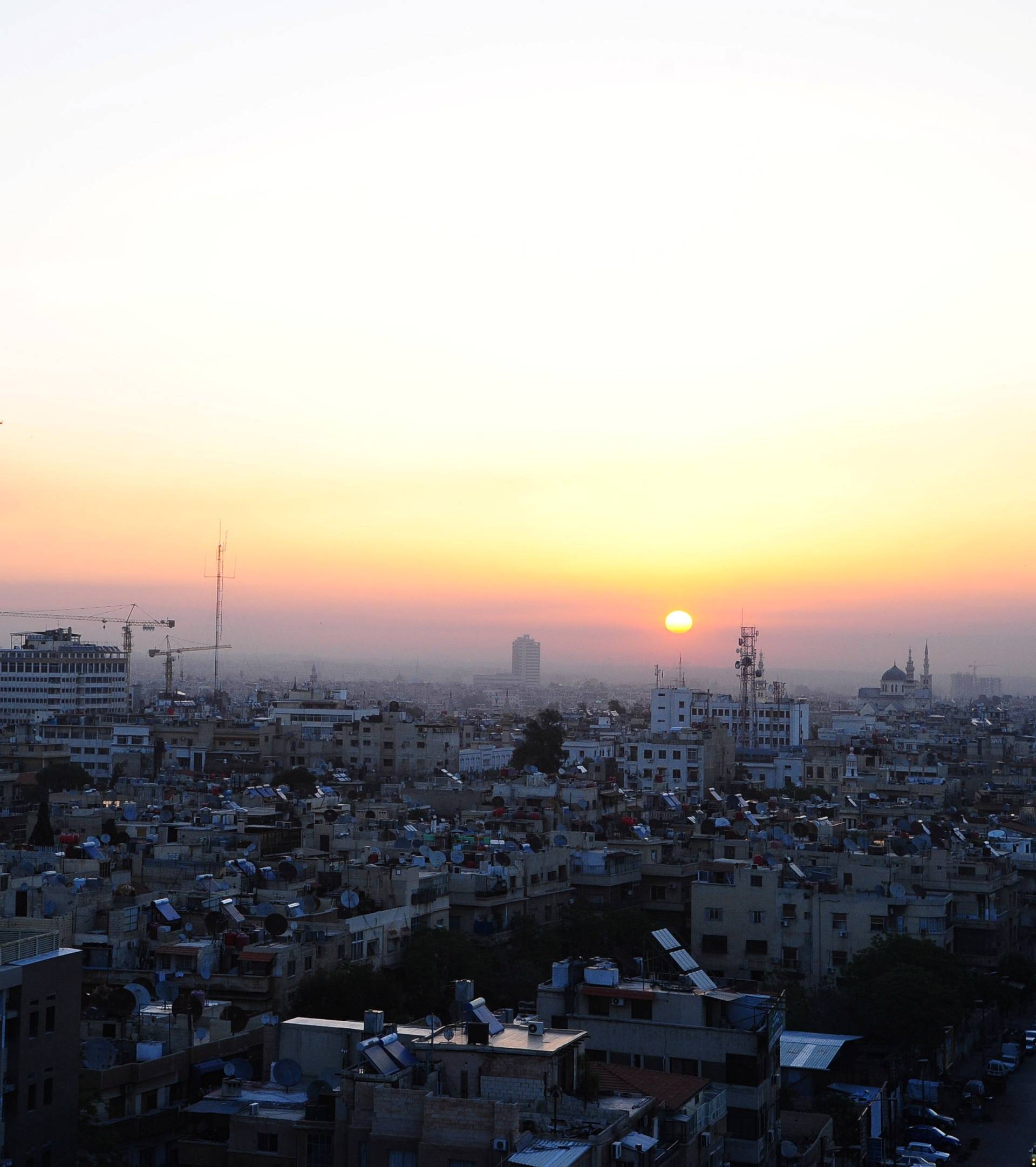 A general view of Damascus city during sunrise