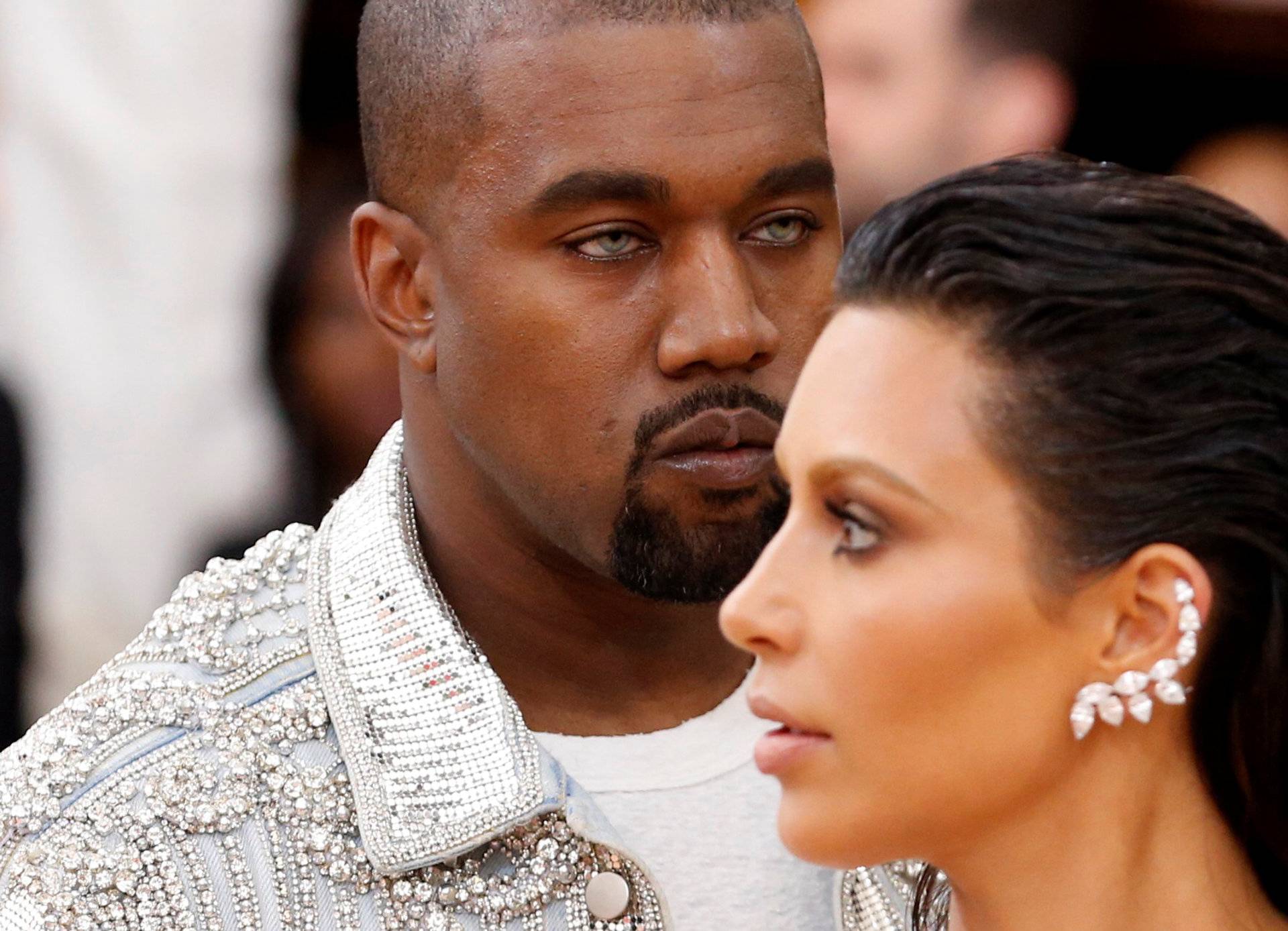Musician Kanye West and wife Kim Kardashian arrive at the Met Gala in New York