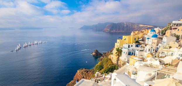 Panoramic,View,Of,Famous,Santorini,Island.,The,Famous,Town,Of
