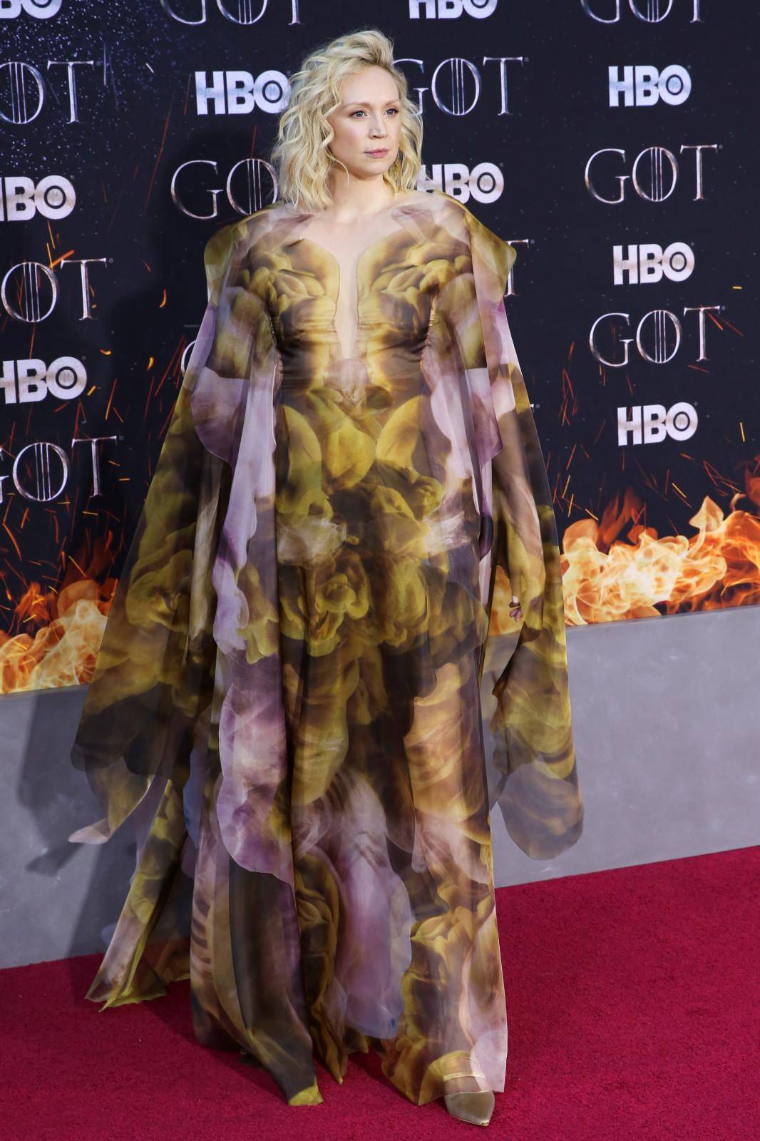 Gwendoline Christie arrives for the premiere of the final season of "Game of Thrones" at Radio City Music Hall in New York