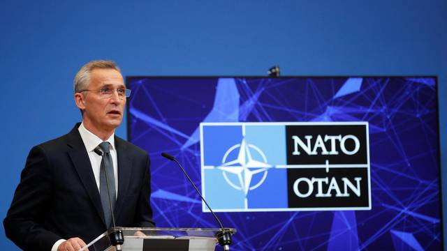 NATO Secretary General Stoltenberg holds a news conference in Brussels