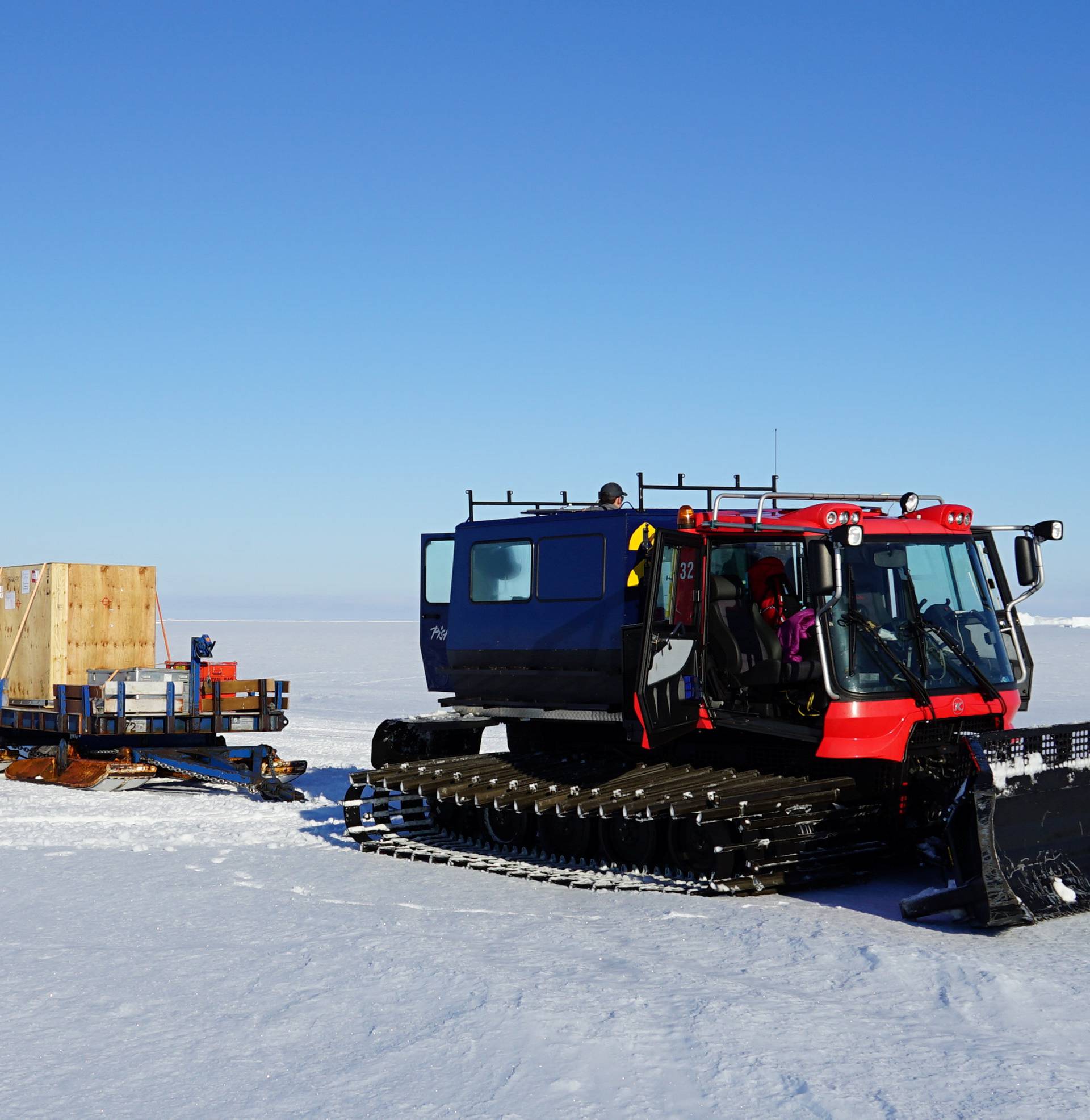 The EDEN ISS greenhouse is transported to its destination in the Antarctic