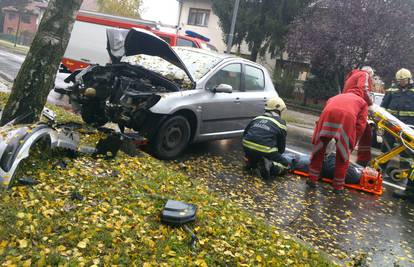 Varaždin: Vozaču (35) pozlilo, izletio s ceste i udario u stablo