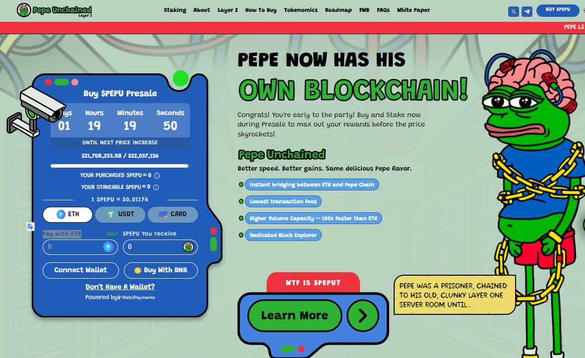 Pepe Unchained prikupio preko 21 milijuna dolara, a meme tokeni dostigli 60 milijardi