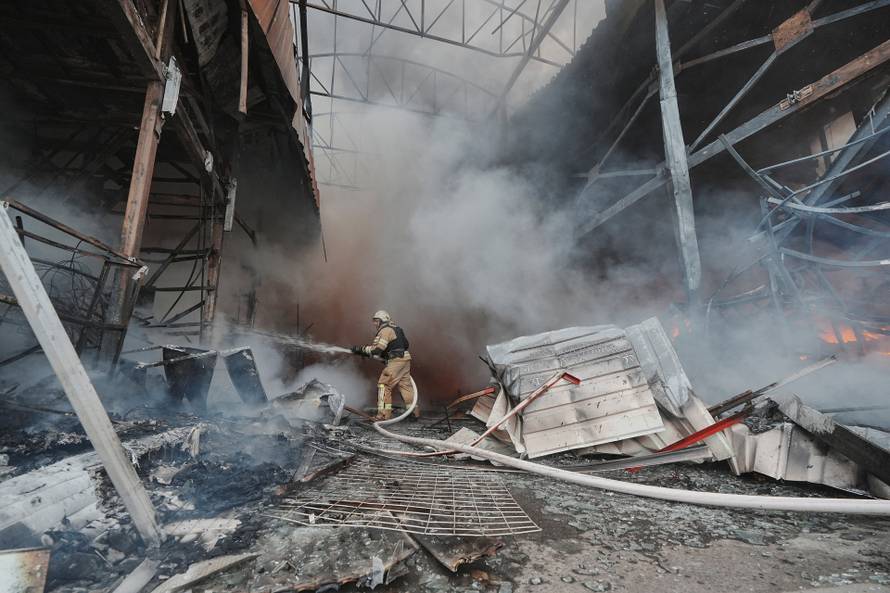 Aftermath of a Russian drone strike in Kharkiv