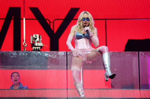 Madonna performs during a surprise concert in New York City