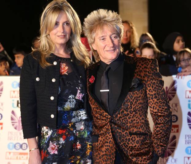 Singer Rod Stewart arrives with his wife Penny Lancaster for the Pride of Britain Awards in London