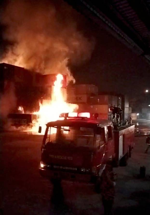 Fire breaks out at a container facility in Sitakunda