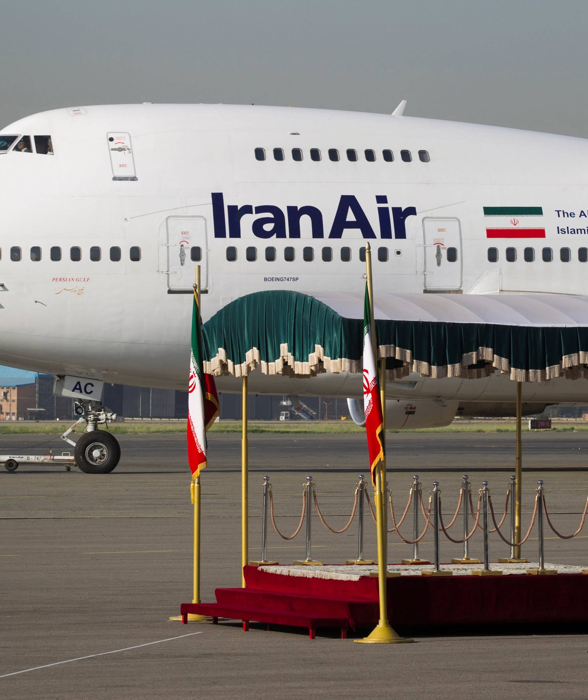 A IranAir Boeing 747SP aircraft is pictured before leaving Tehran's Mehrabad airport 