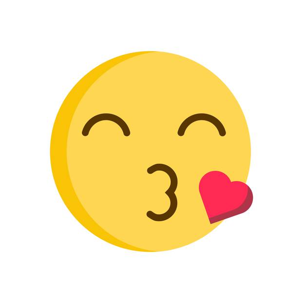 Kissing emoticon smiley. Cute romantic emoji icon