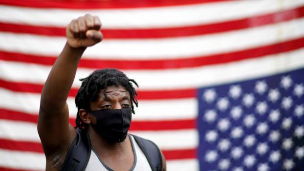 Protest against police brutality and racial inequality, in the aftermath of the death of George Floyd, in New York