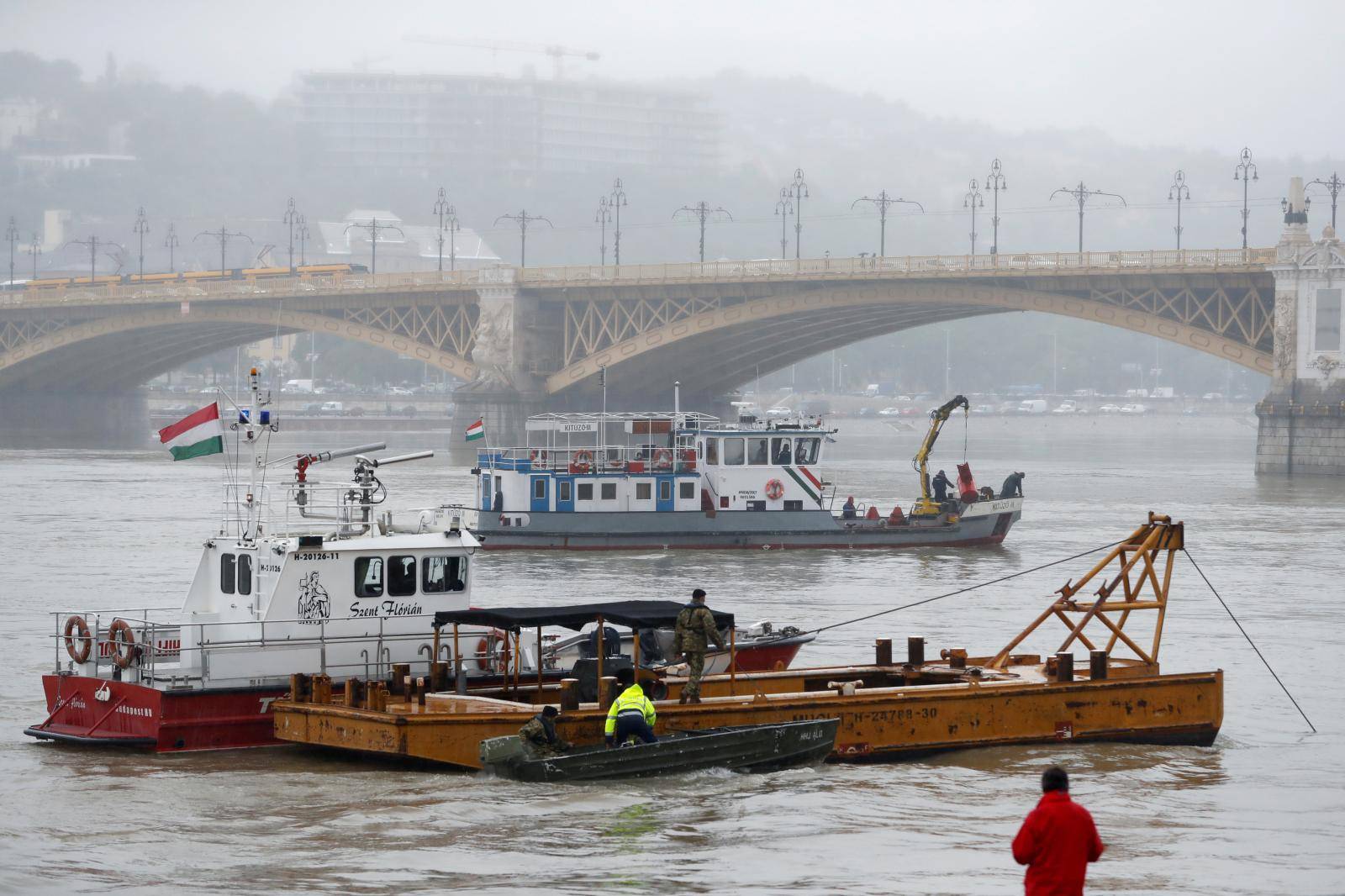 Ship accident on the Danube river in Budapest