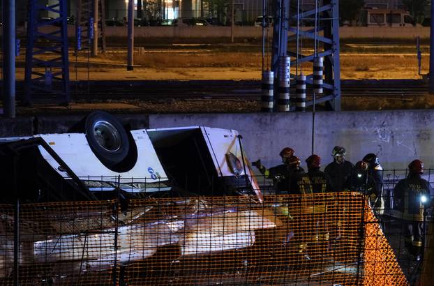 Coach crashed off a flyover in Mestre near Venice