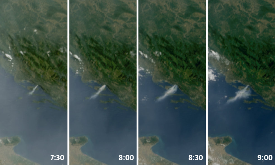 Pogledajte satelitske snimke požara kod Makarske! Dim se nadvio preko mora i Brača
