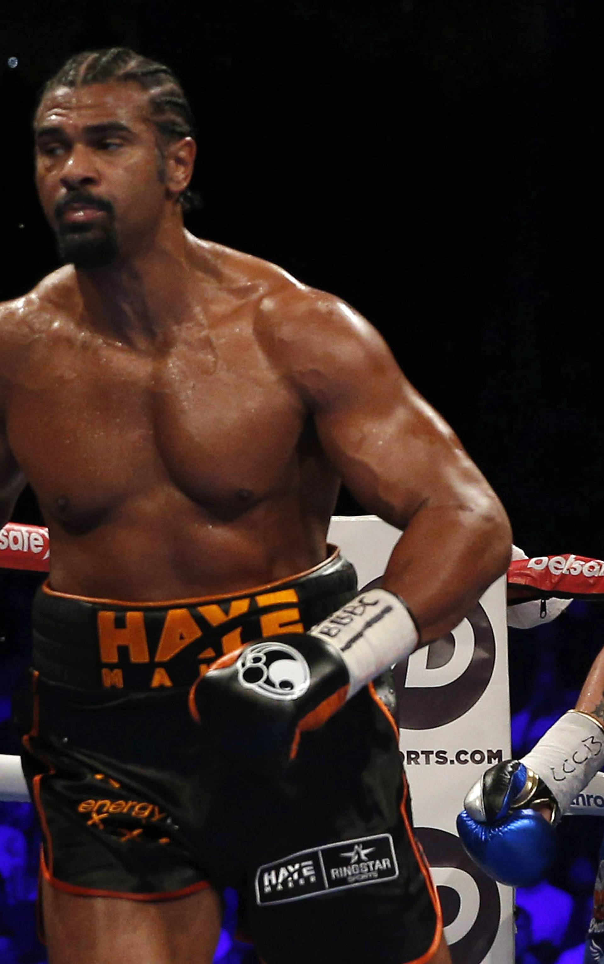 David Haye in action with Tony Bellew